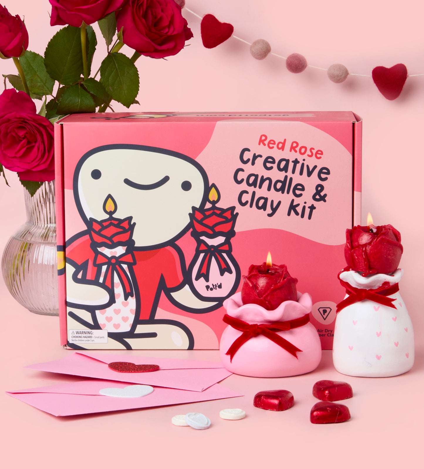 Red Rose Creative Candle & Clay Kit