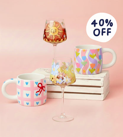 Mugs & Wine Glass Painting Bundle