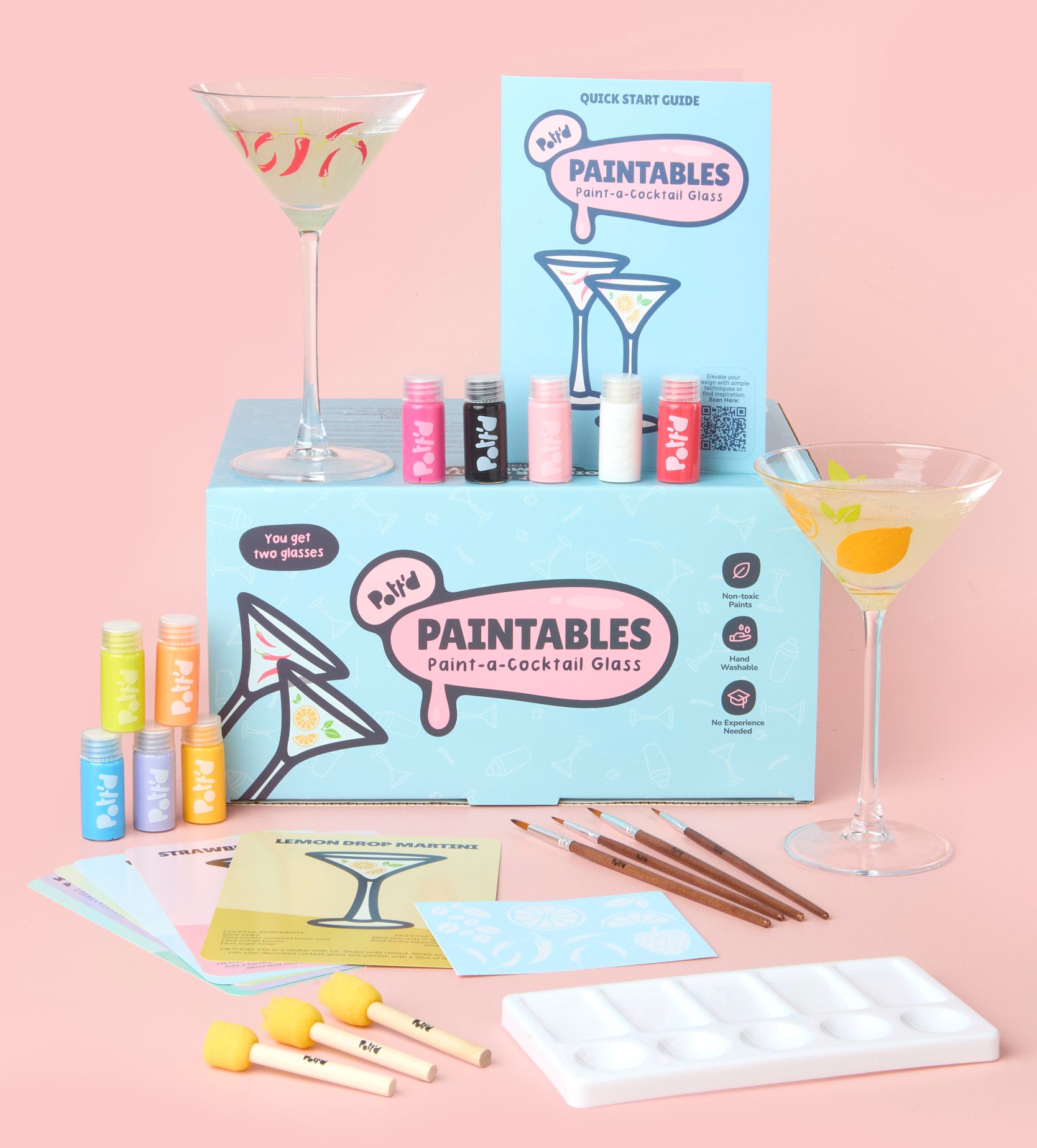 Paint Cocktail Glass x2