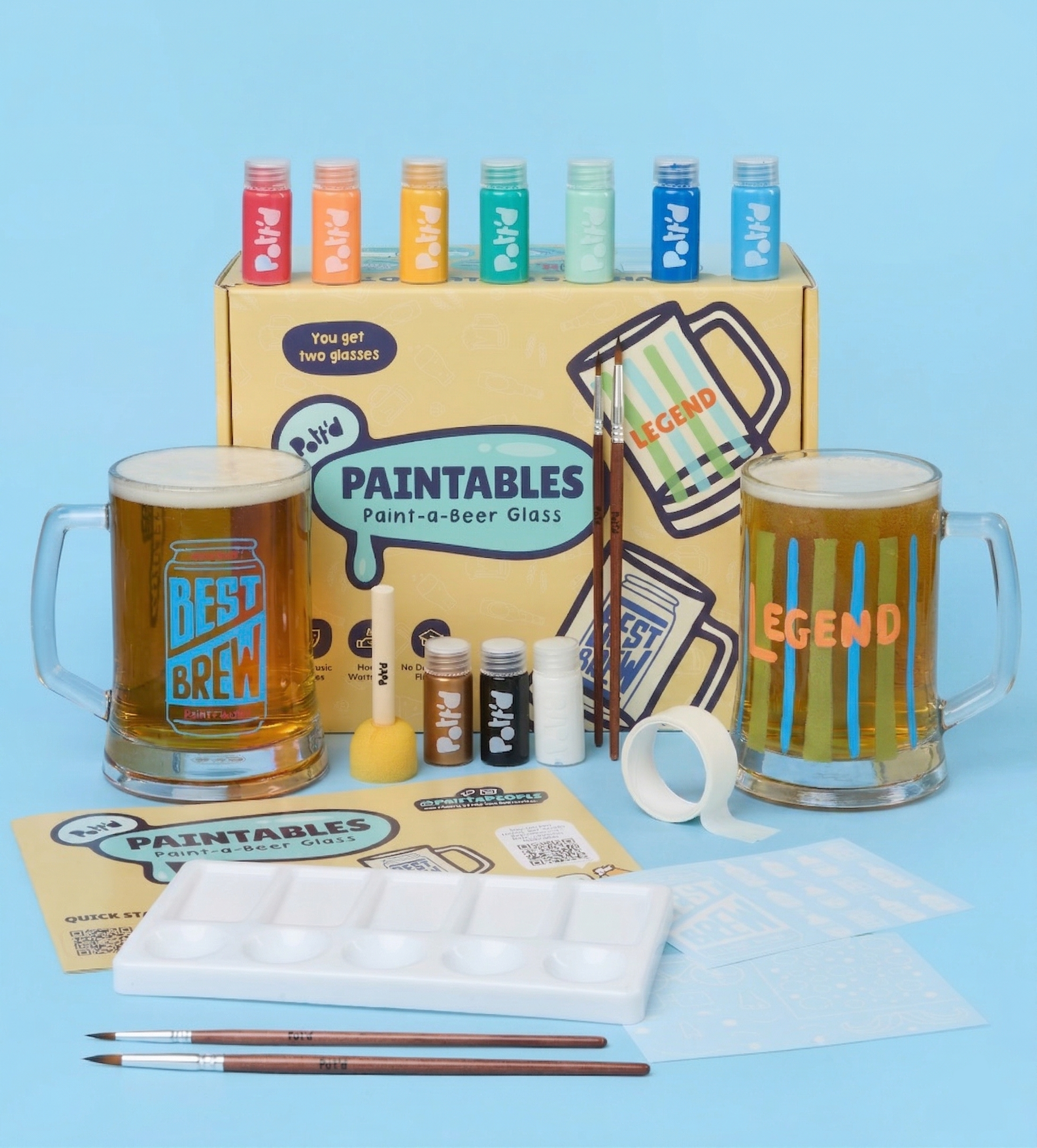 Paint Beer Glass x2