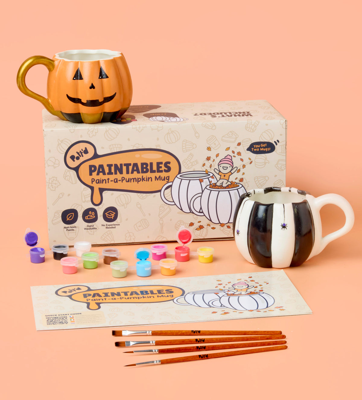 Halloween Pumpkin Paint-a-Mug x2