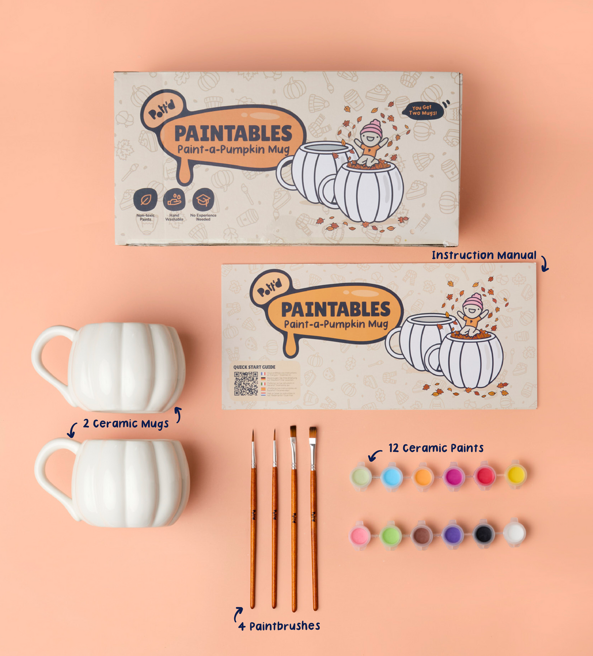 Pumpkin Paint-a-Mug x2