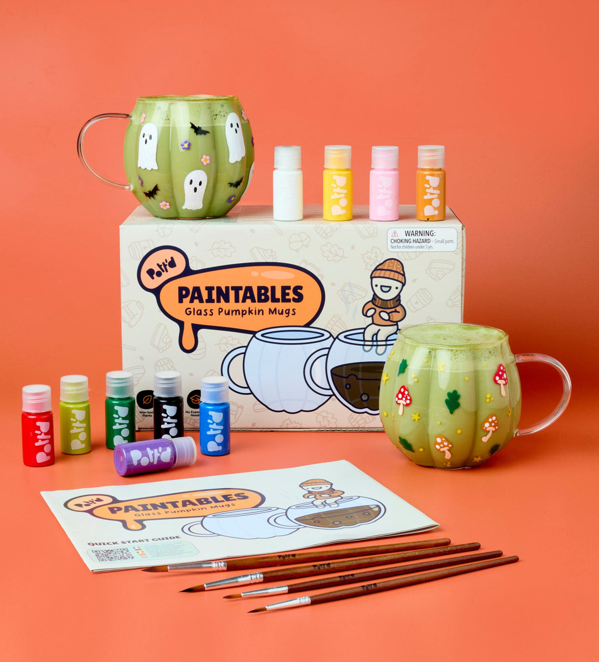 Glass Pumpkin Paint Mug x2