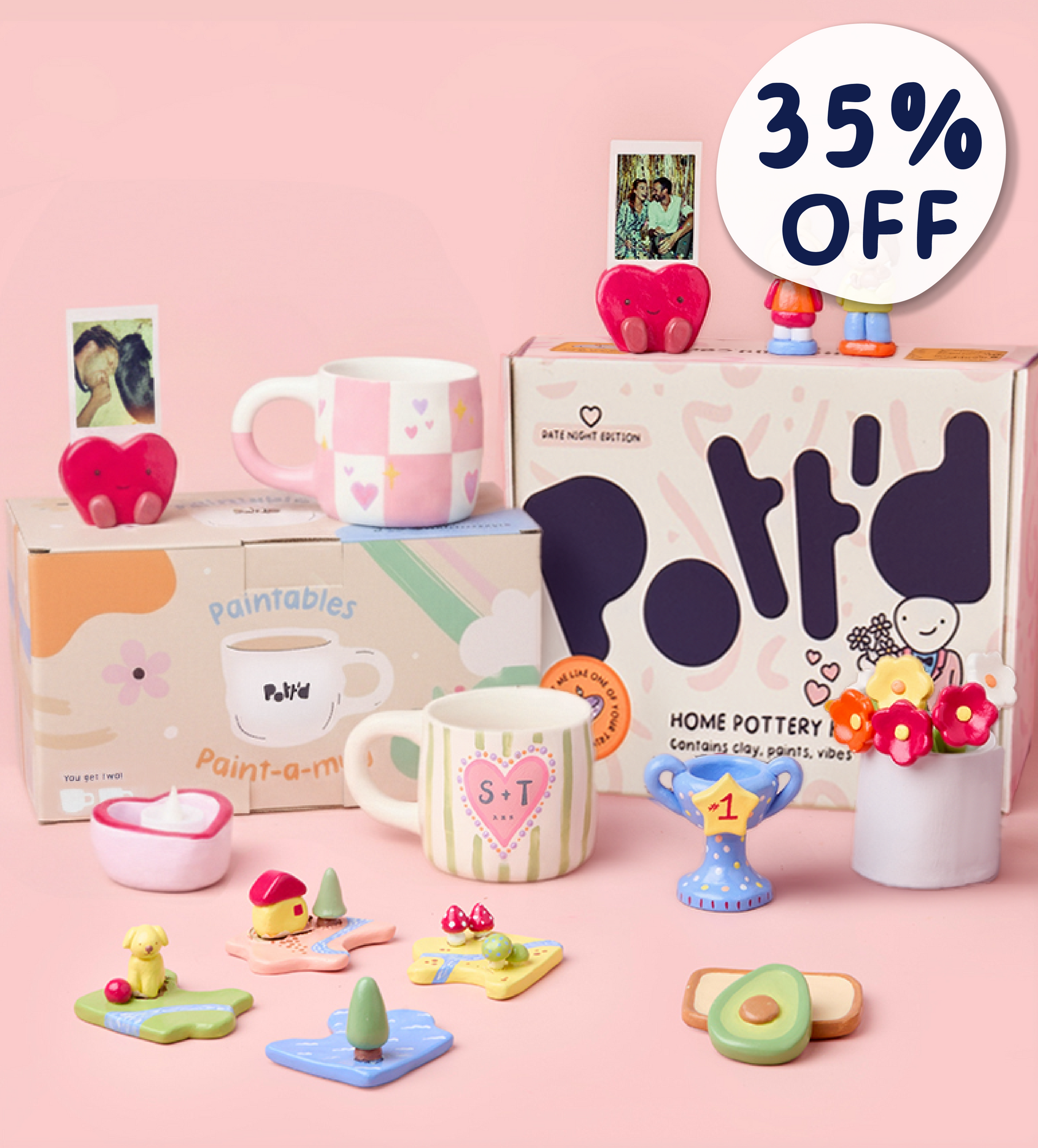 At Home Pottery & Mug Painting Date Bundle