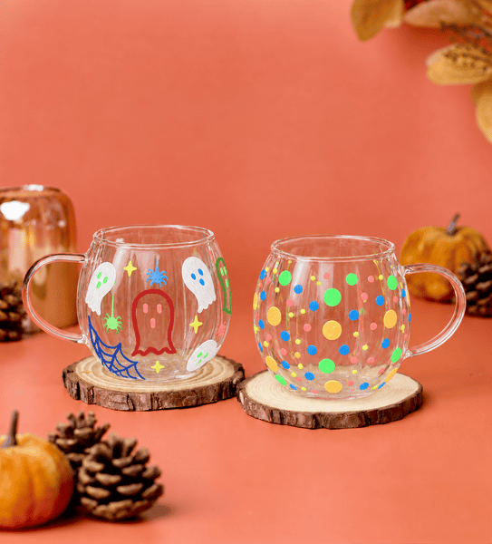 Spooky Glass Pumpkin Mug x2