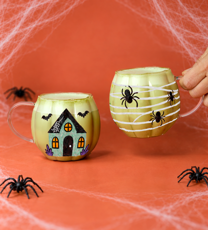 Spooky Glass Pumpkin Mug x2