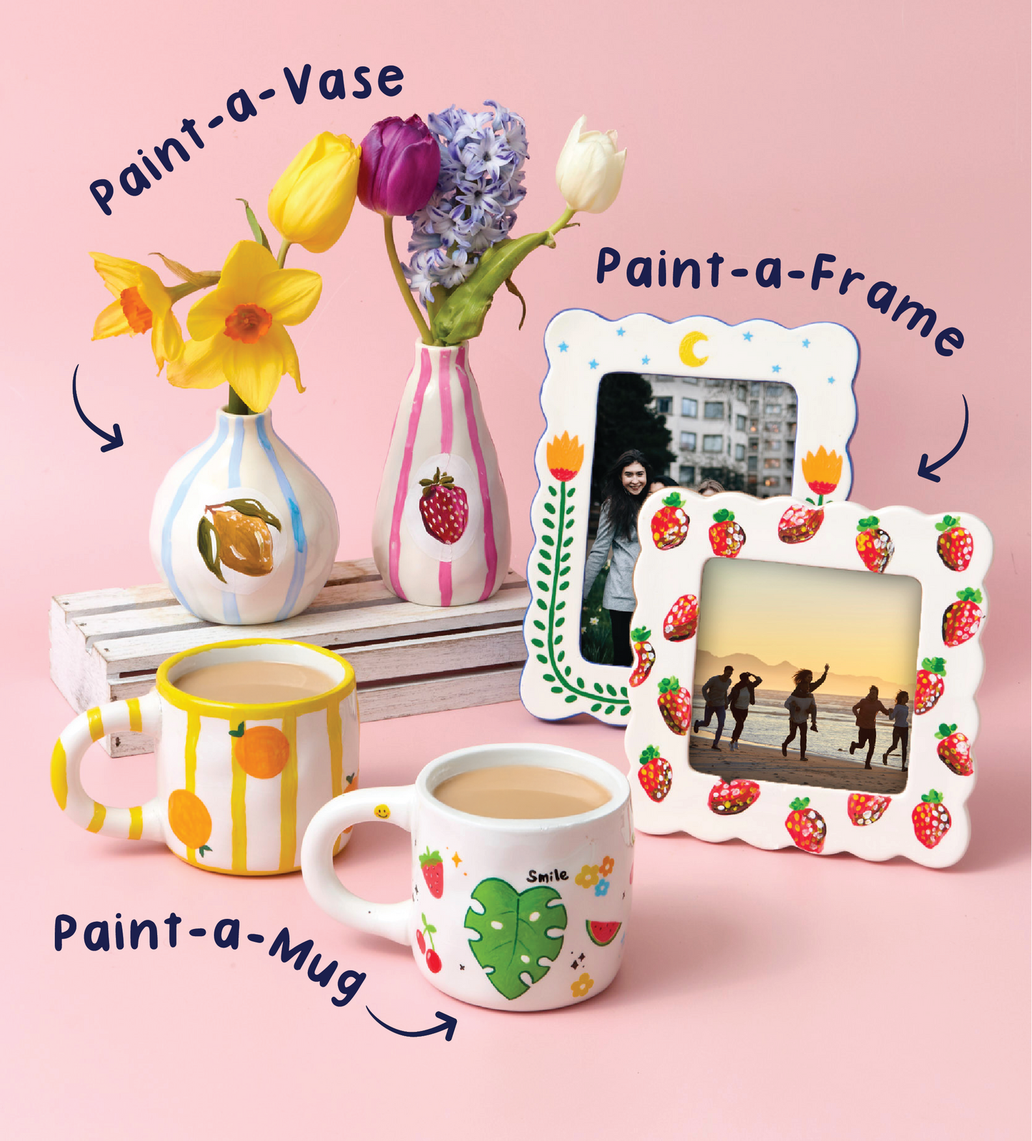 Paintables Trio: Mug, Frame & Vase