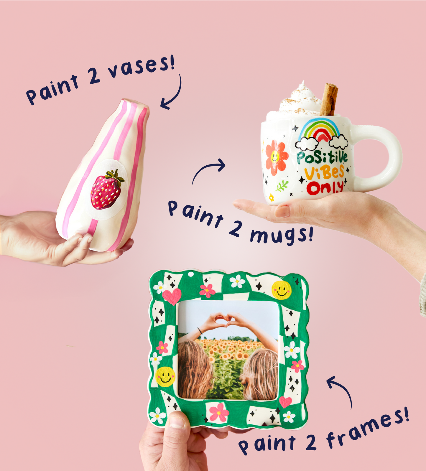 Paintables Trio: Mug, Frame & Vase