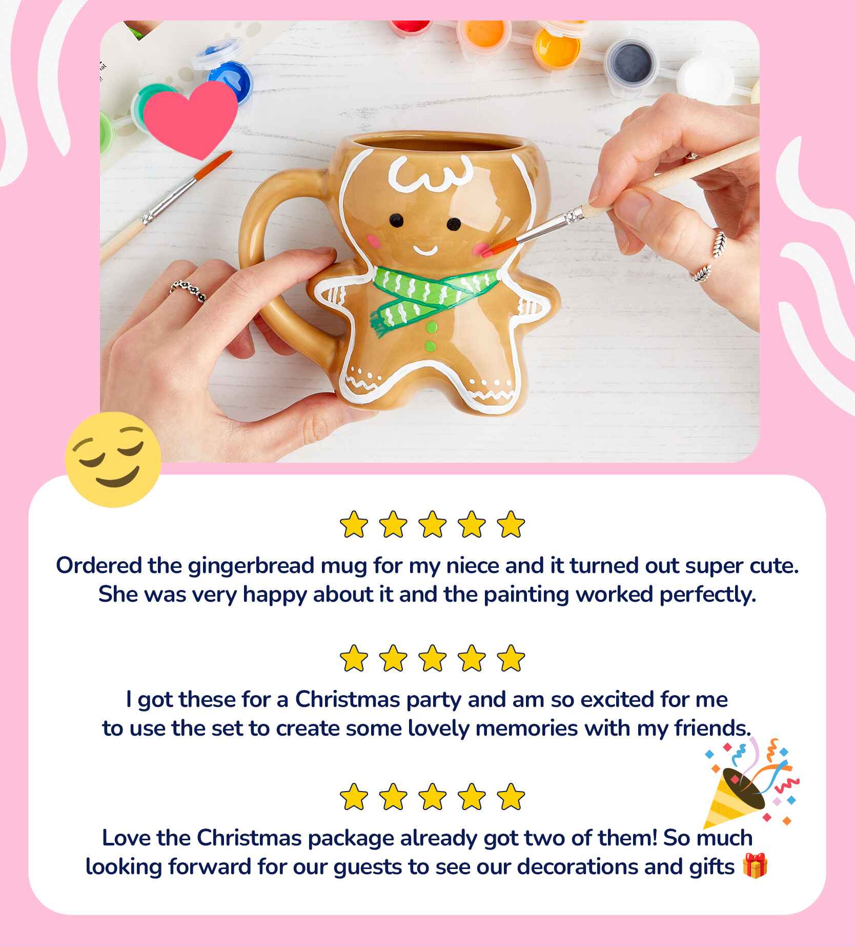 Christmas Gingerbread Paint-a-Mug x2