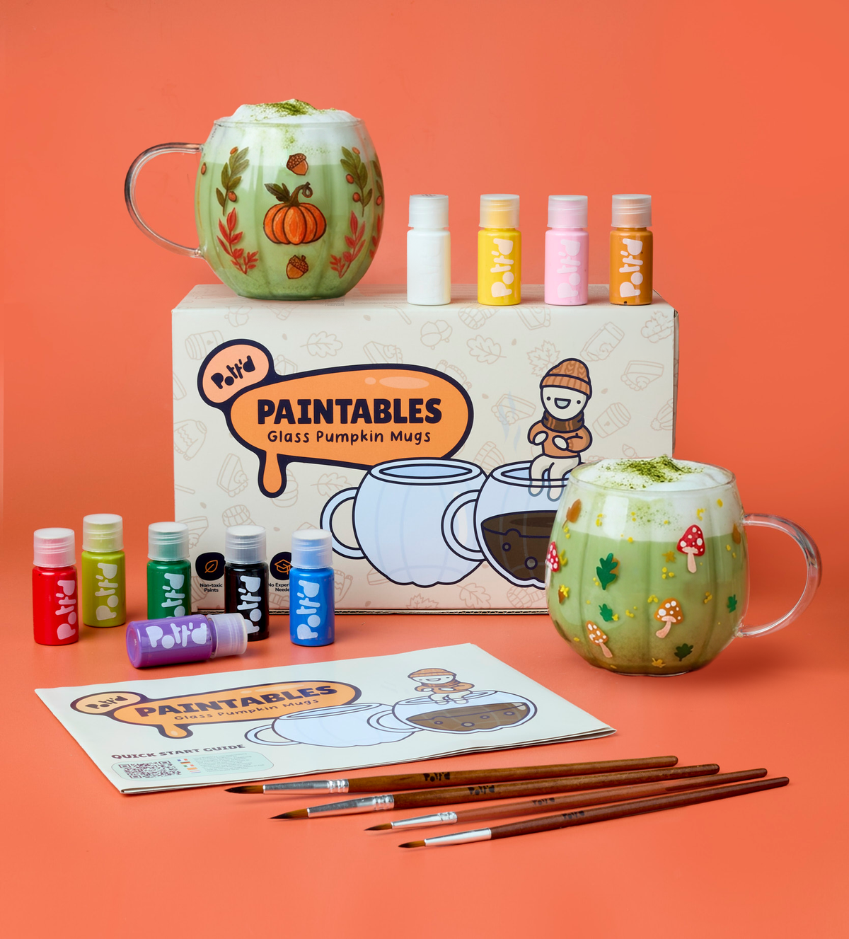 Glass Pumpkin Paint-a-Mug x2